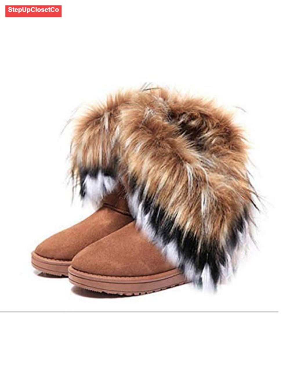 Faux Suede Faux Fur Tassel Winter Snow Ankle Boots